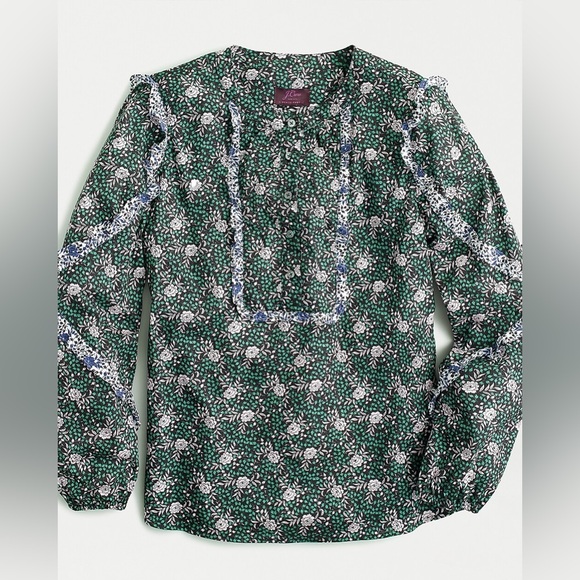 J. Crew Tops - J.Crew Ruffle Sleeve Blouse Mixed Franklyn Floral print Liberty London
